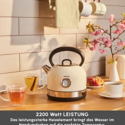Karaca Wasserkocher-Retro 2202 Wasserkocher 2200W Creme