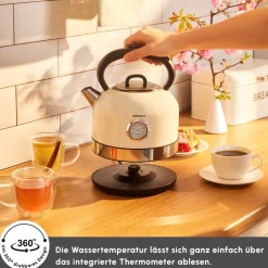 Karaca Wasserkocher-Retro 2202 Wasserkocher 2200W Creme