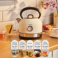 Karaca Wasserkocher-Retro 2202 Wasserkocher 2200W Creme