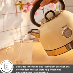 Karaca Wasserkocher-Retro 2202 Wasserkocher 2200W Creme