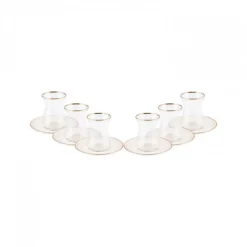 Karaca Teegläser Sets-Retro Beige Teeservice für 6 Personen Rot02