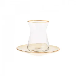 Karaca Teegläser Sets-Retro Beige Teeservice für 6 Personen Rot02