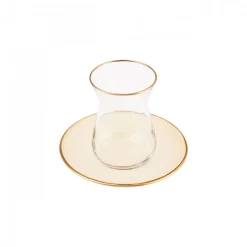 Karaca Teegläser Sets-Retro Beige Teeservice für 6 Personen Rot02