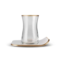 Karaca Teegläser Sets-Retro Creme 6 Personen Platz Teetasse Set, 12 Teilig Creme01
