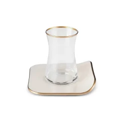 Karaca Teegläser Sets-Retro Creme 6 Personen Platz Teetasse Set, 12 Teilig Creme01