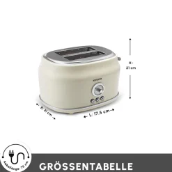 Karaca Toaster-Retro Cremefarbenes Toaster Creme01