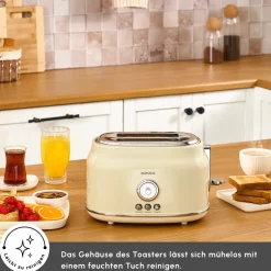 Karaca Toaster-Retro Cremefarbenes Toaster Creme01