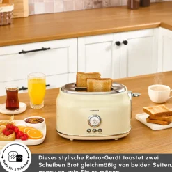 Karaca Toaster-Retro Cremefarbenes Toaster Creme01