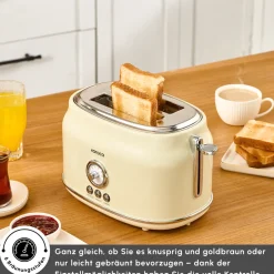 Karaca Toaster-Retro Cremefarbenes Toaster Creme01