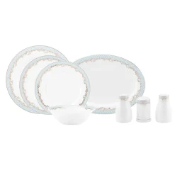 Karaca Tafelservice Für 12 Personen-Rocco 56 Teilig New Generation Bone Geschirrset für 12 Personen Blau01