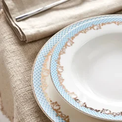 Karaca Tafelservice Für 12 Personen-Rocco 56 Teilig New Generation Bone Geschirrset für 12 Personen Blau01