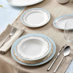 Karaca Tafelservice Für 12 Personen-Rocco 56 Teilig New Generation Bone Geschirrset für 12 Personen Blau01