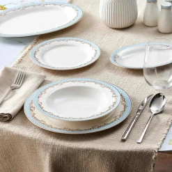 Karaca Tafelservice Für 12 Personen-Rocco 56 Teilig New Generation Bone Geschirrset für 12 Personen Blau01