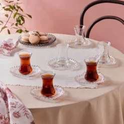 Karaca Teegläser Sets-Rory 12-teiliges Glas Türkisches Teeset für 6 Personen, 14 cm Renksiz