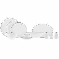 Karaca Tafelservice Für 12 Personen-Rowan für 12 Personen New Generation Bone Geschirrset, 69 Teilig, Platin Platın