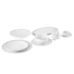 Karaca Tafelservice Für 12 Personen-Rowan für 12 Personen New Generation Bone Geschirrset, 69 Teilig, Platin Platın