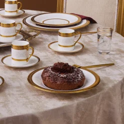 Karaca Mokka & Espressotassen Set-Royal Bone Charlotte Kaffeetassenset für 6 Personen, 90 ml Weıß Gold