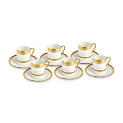 Karaca Mokka & Espressotassen Set-Royal Bone Charlotte Kaffeetassenset für 6 Personen, 90 ml Weıß Gold