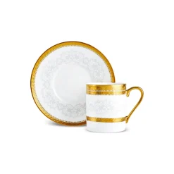 Karaca Mokka & Espressotassen Set-Royal Bone Charlotte Kaffeetassenset für 6 Personen, 90 ml Weıß Gold