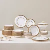 Karaca Tafelservice Für 12 Personen-Royal Bone China Charlotte 55-teiliges Tafelservice für 12 Personen, Gold