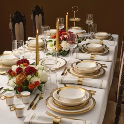 Karaca Tafelservice Für 12 Personen-Royal Bone China Charlotte 55-teiliges Tafelservice für 12 Personen, Gold