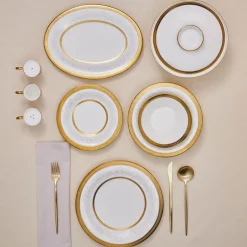 Karaca Tafelservice Für 12 Personen-Royal Bone China Charlotte 55-teiliges Tafelservice für 12 Personen, Gold