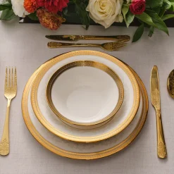 Karaca Tafelservice Für 12 Personen-Royal Bone China Charlotte 55-teiliges Tafelservice für 12 Personen, Gold