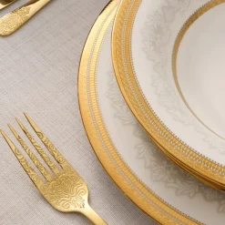 Karaca Tafelservice Für 12 Personen-Royal Bone China Charlotte 55-teiliges Tafelservice für 12 Personen, Gold