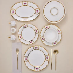Karaca Tafelservice Für 12 Personen-Royal Bone China Elizabeth 55-teiliges Tafelservice für 12 Personen, Gold