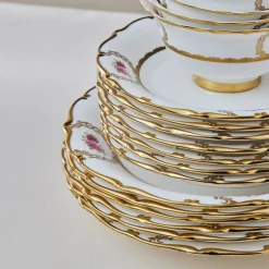 Karaca Tafelservice Für 12 Personen-Royal Bone China Elizabeth 55-teiliges Tafelservice für 12 Personen, Gold