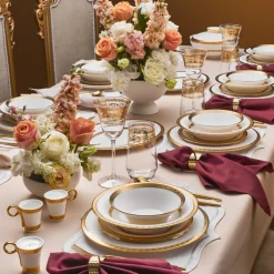Karaca Tafelservice Für 12 Personen-Royal Bone China Victoria 55-teiliges Tafelservice für 12 Personen, Gold