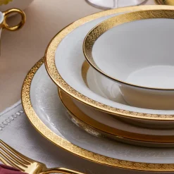 Karaca Tafelservice Für 12 Personen-Royal Bone China Victoria 55-teiliges Tafelservice für 12 Personen, Gold