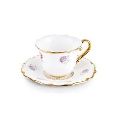 Karaca Mokka & Espressotassen Set-Royal Bone Diana Kaffeetassenset für 6 Personen, 90 ml Weıß Gold