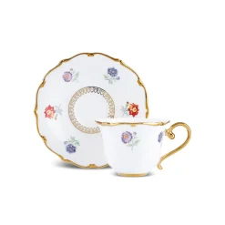 Karaca Mokka & Espressotassen Set-Royal Bone Diana Kaffeetassenset für 6 Personen, 90 ml Weıß Gold
