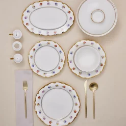 Karaca Tafelservice Für 12 Personen-Royal Bone Diana 55-teiliges 12-Personen-Geschirrset Gold