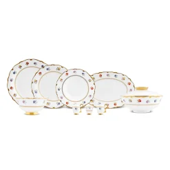 Karaca Tafelservice Für 12 Personen-Royal Bone Diana 55-teiliges 12-Personen-Geschirrset Gold