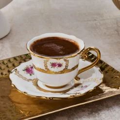 Karaca Mokka & Espressotassen Set-Royal Bone Elizabeth Kaffeetassenset für 6 Personen, 90 ml Multıfarben