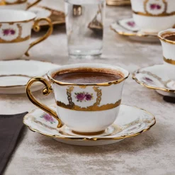 Karaca Mokka & Espressotassen Set-Royal Bone Elizabeth Kaffeetassenset für 6 Personen, 90 ml Multıfarben