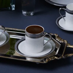 Karaca Mokka & Espressotassen Set-Royal Bone Kate Kaffeetassenset für 6 Personen, 90 ml Multıfarben