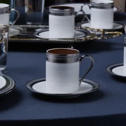 Karaca Mokka & Espressotassen Set-Royal Bone Kate Kaffeetassenset für 6 Personen, 90 ml Multıfarben