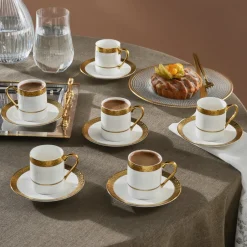 Karaca Mokka & Espressotassen Set-Royal Bone Victoria Kaffeetassenset für 6 Personen, 90 ml Multıfarben