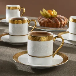 Karaca Mokka & Espressotassen Set-Royal Bone Victoria Kaffeetassenset für 6 Personen, 90 ml Multıfarben