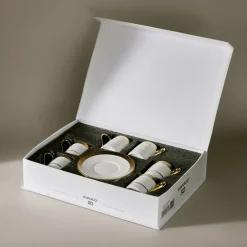 Karaca Mokka & Espressotassen Set-Royal Bone Victoria Kaffeetassenset für 6 Personen, 90 ml Multıfarben