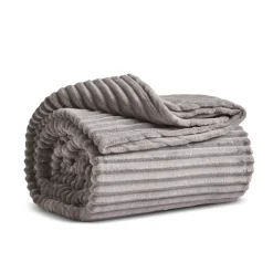 Karaca Decken-Ruby Stripe Wellsoft Einzel Decke, Grau Grau02