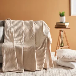 Karaca Decken-Ruby Stripe Wellsoft Doppel Decke, Ecru Ecru01
