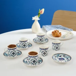 Karaca Mokka & Espressotassen Set-Rumi Kaffeetassenset für 6 Personen, 80 ml Multıfarben