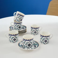 Karaca Mokka & Espressotassen Set-Rumi Kaffeetassenset für 6 Personen, 80 ml Multıfarben