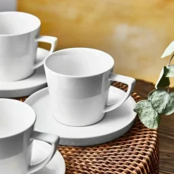 Karaca Teetassen Sets-Salvare für 6 Personen Teetasse und Untertasse Set, 12 Teilig, New Generation Bone, 260 ml, Weiß Weıß01