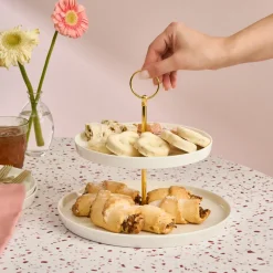 Karaca Kuchenplatte-Salvare 2-stöckige Kuchenetagere, weiß Weıß