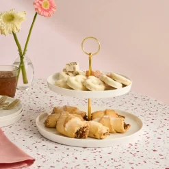 Karaca Kuchenplatte-Salvare 2-stöckige Kuchenetagere, weiß Weıß